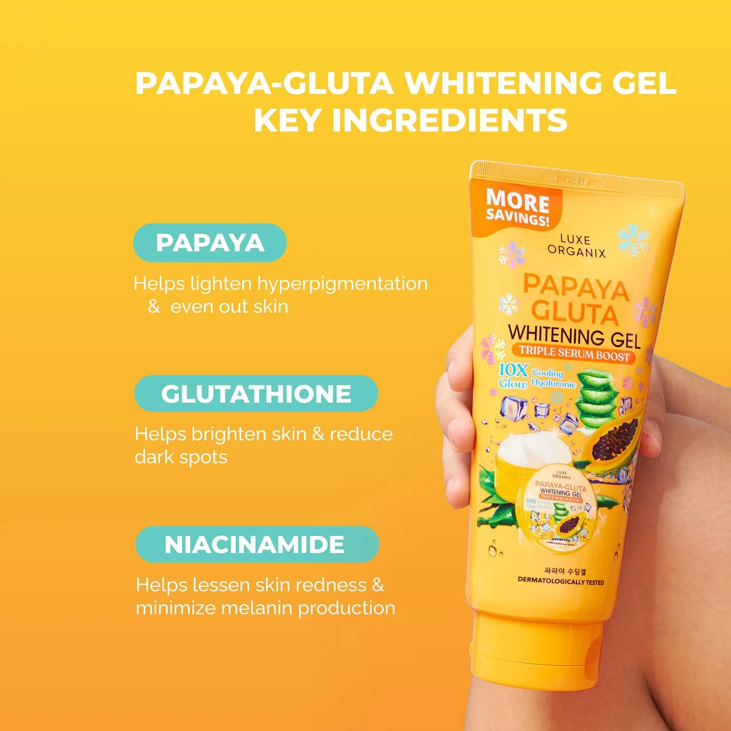 Luxe Organix Papaya-Gluta Whitening Gel – 300ml - Image 4