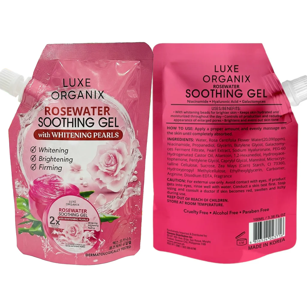 Luxe Organix Rosewater Soothing Gel with Whitening Pearls – 100ml - Image 5