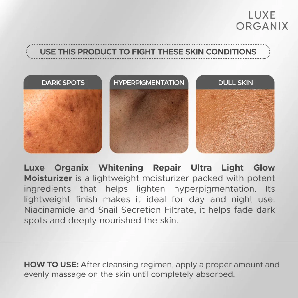 Luxe Organix Whitening Repair Ultra Light Glow Moisturizer – 80ml - Image 10