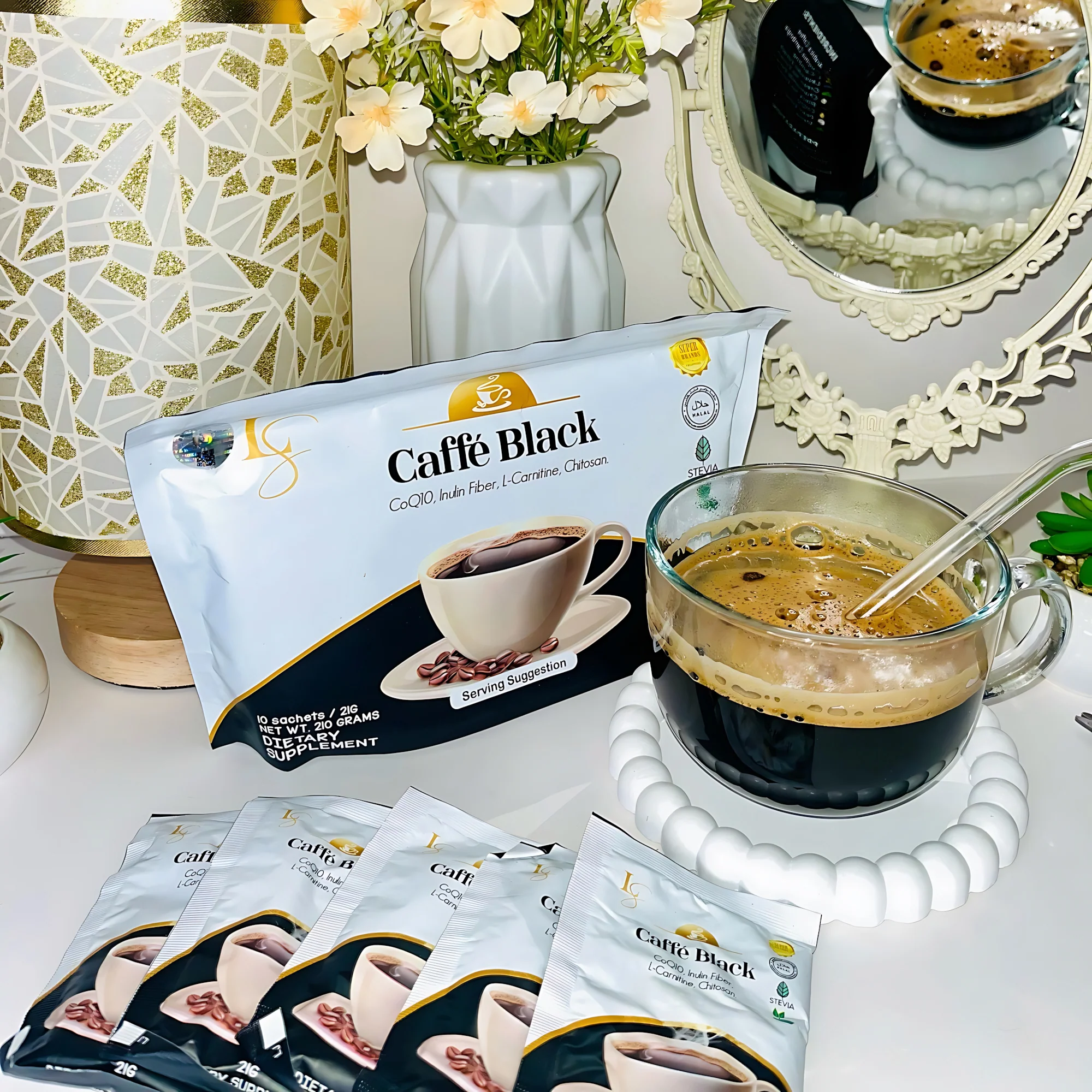 Luxe Slim Caffe Black - 210g (21g x 10 sachets) - Image 4