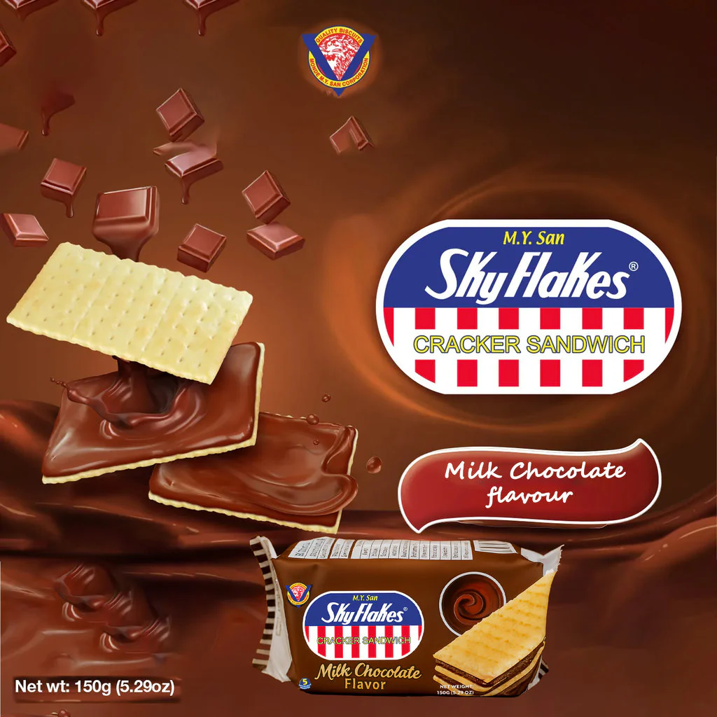 M.Y. San SkyFlakes Cracker Sandwich – Milk Chocolate (150g) - Image 2
