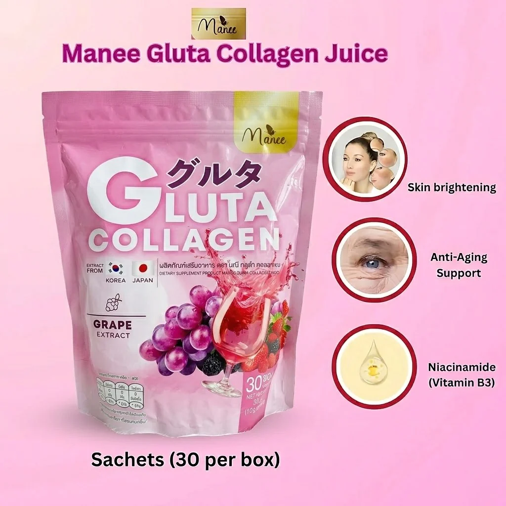 Manee Gluta Collagen Pink (New) – 30 Sachets × 10g Each - Image 4