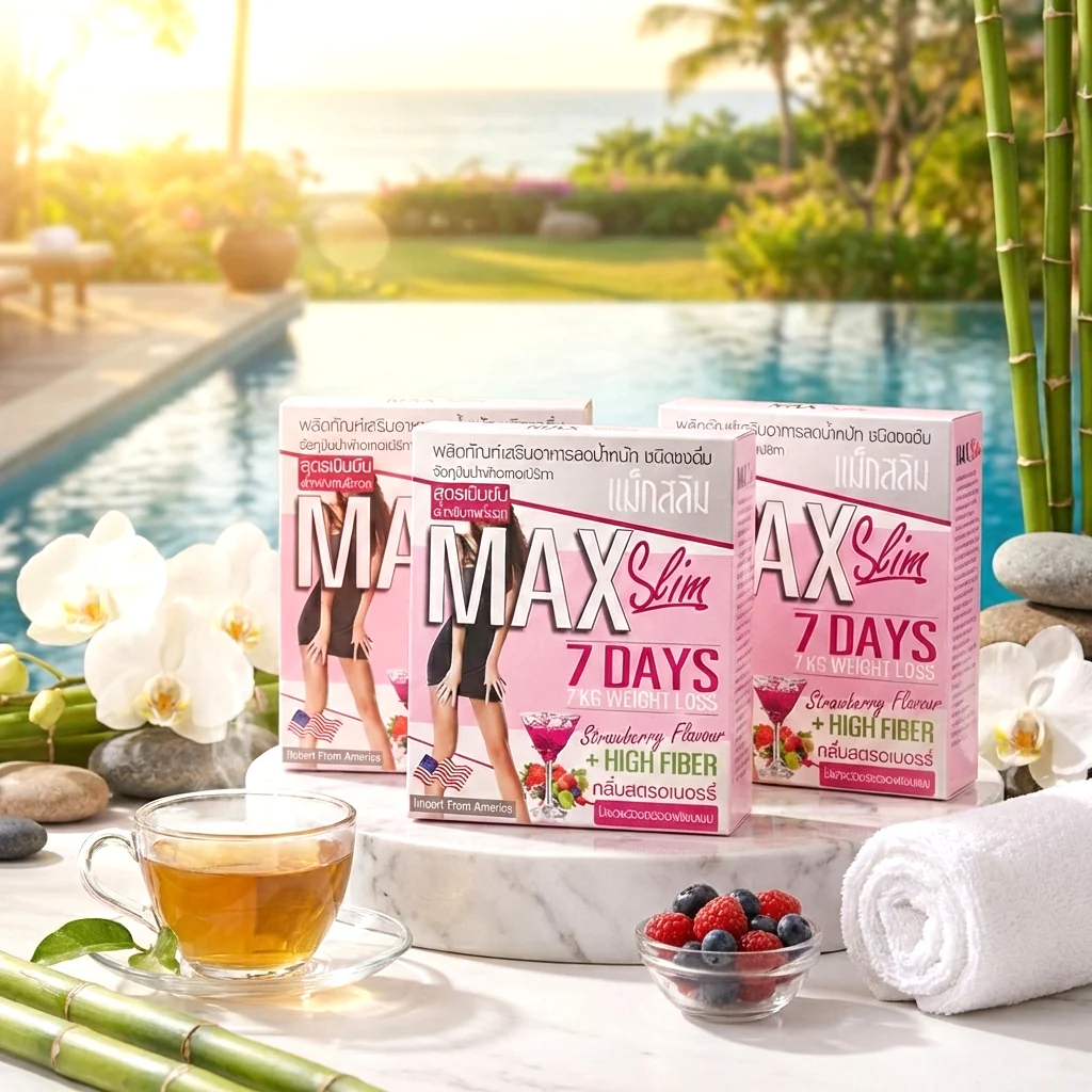 Max Slim 7 Days Strawberry Flavor Slimming Powder Drink 15g x 10 Sachets - (3 Pcs Combo) - Image 3