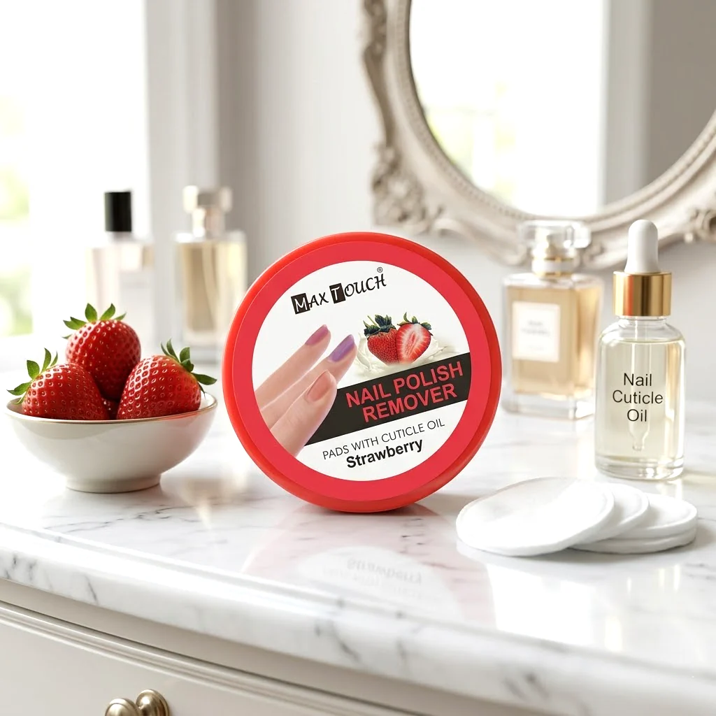 Max Touch Nail Polish Remover Pads with Cuticle Oil (32 Pads) - Image 7