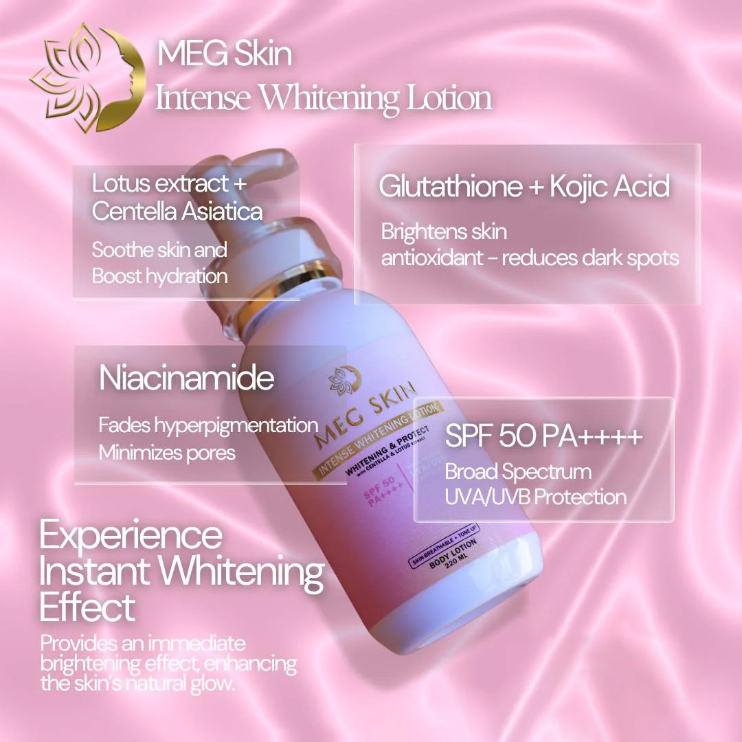 MEG SKIN Intense Brightening Lotion SPF 50 – 220ml - Image 8