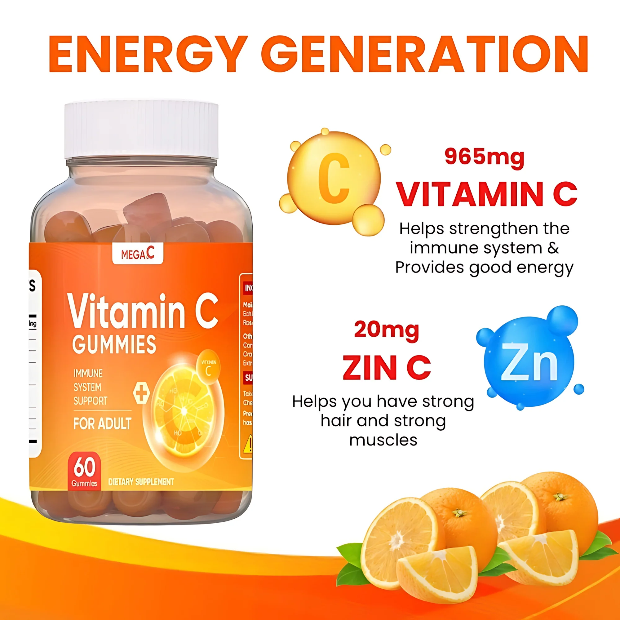 Mega C Vitamin C Gummies – Adult Immune Support Supplement (60 Gummies) - Image 12