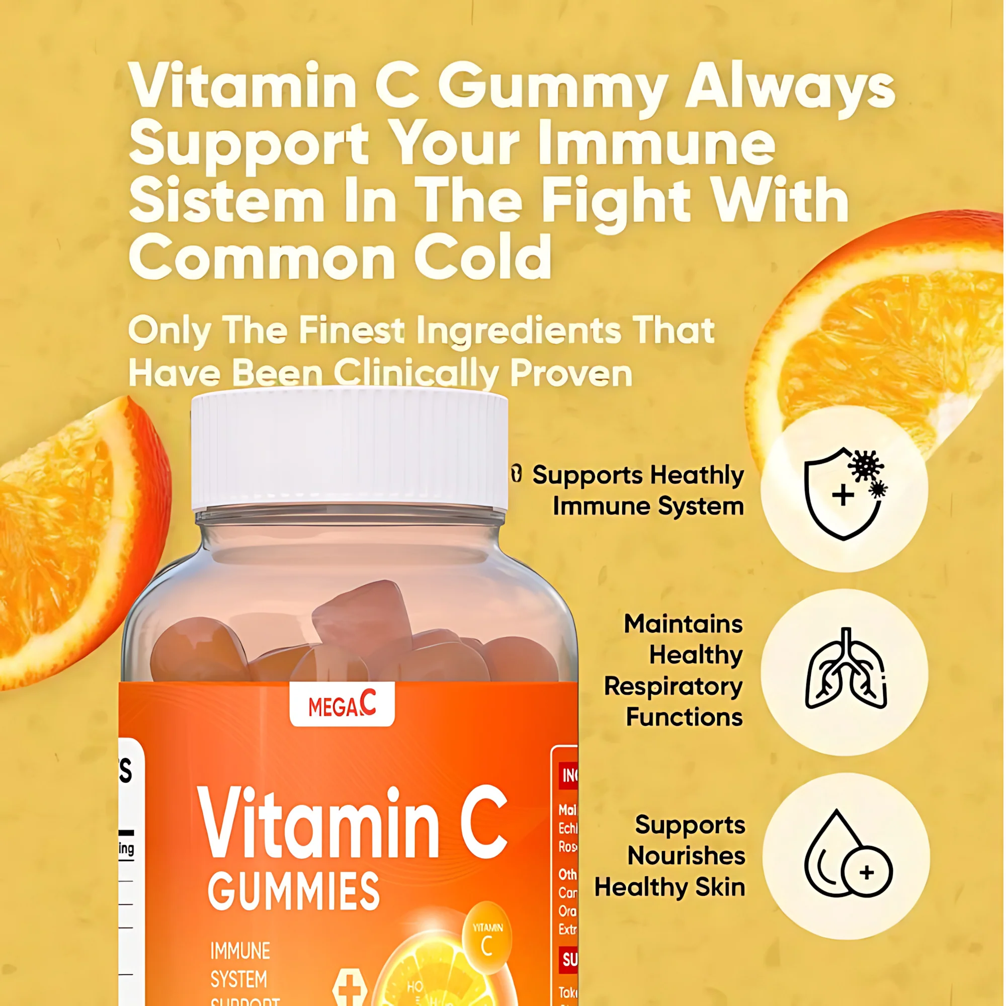 Mega C Vitamin C Gummies – Adult Immune Support Supplement (60 Gummies) - Image 4
