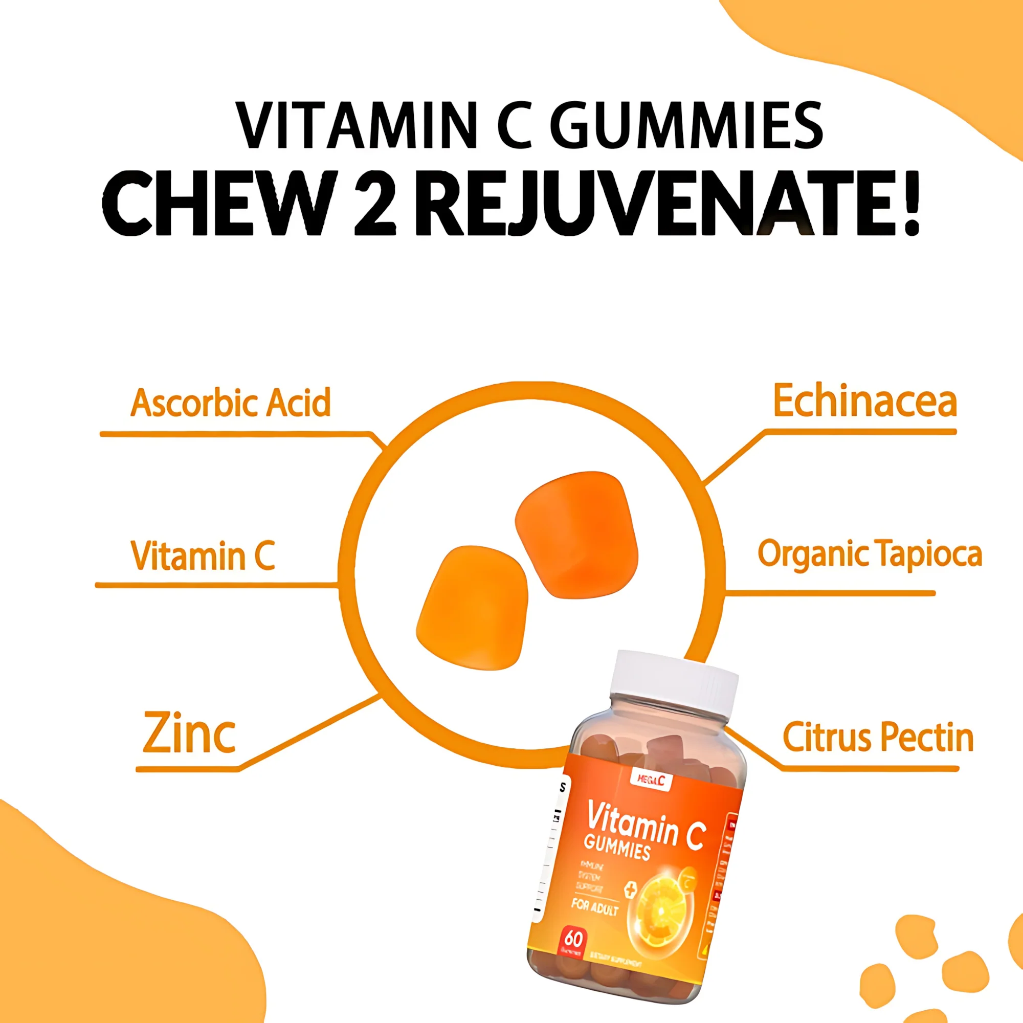 Mega C Vitamin C Gummies – Adult Immune Support Supplement (60 Gummies) - Image 9