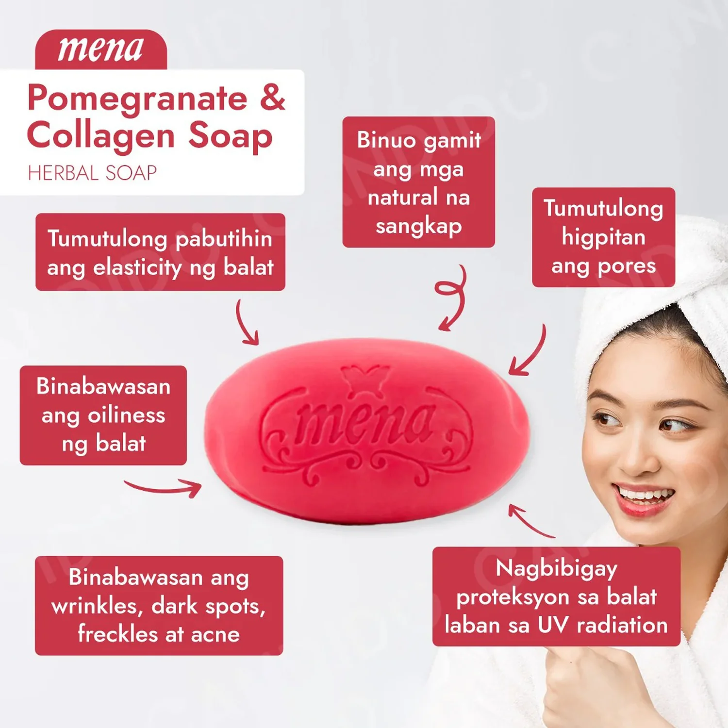 Mena Herbal Soap Pomegranate & Collagen – 100g - Image 7