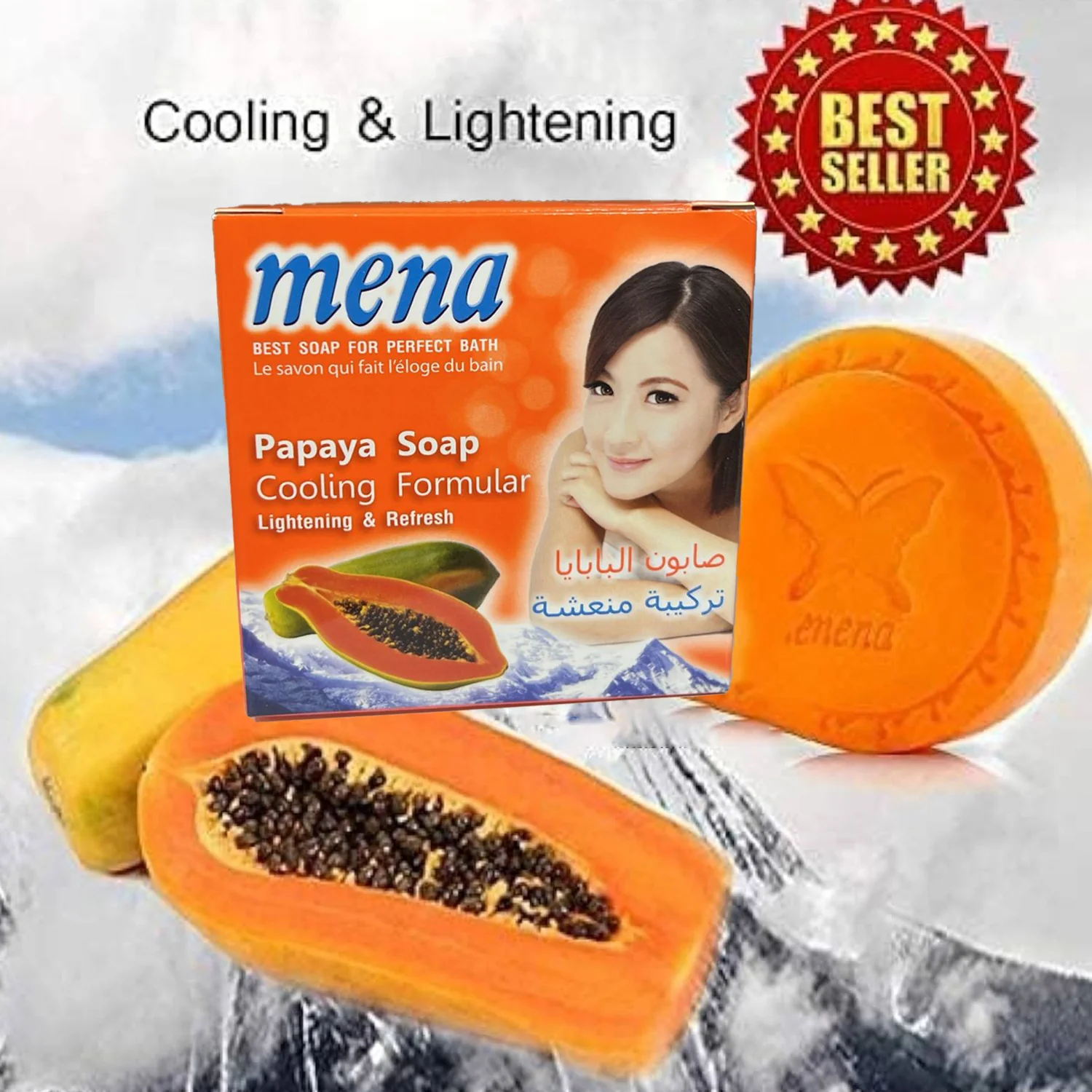 MENA Papaya Soap – Cooling Formular Lightening & Refresh (150g) - Image 4