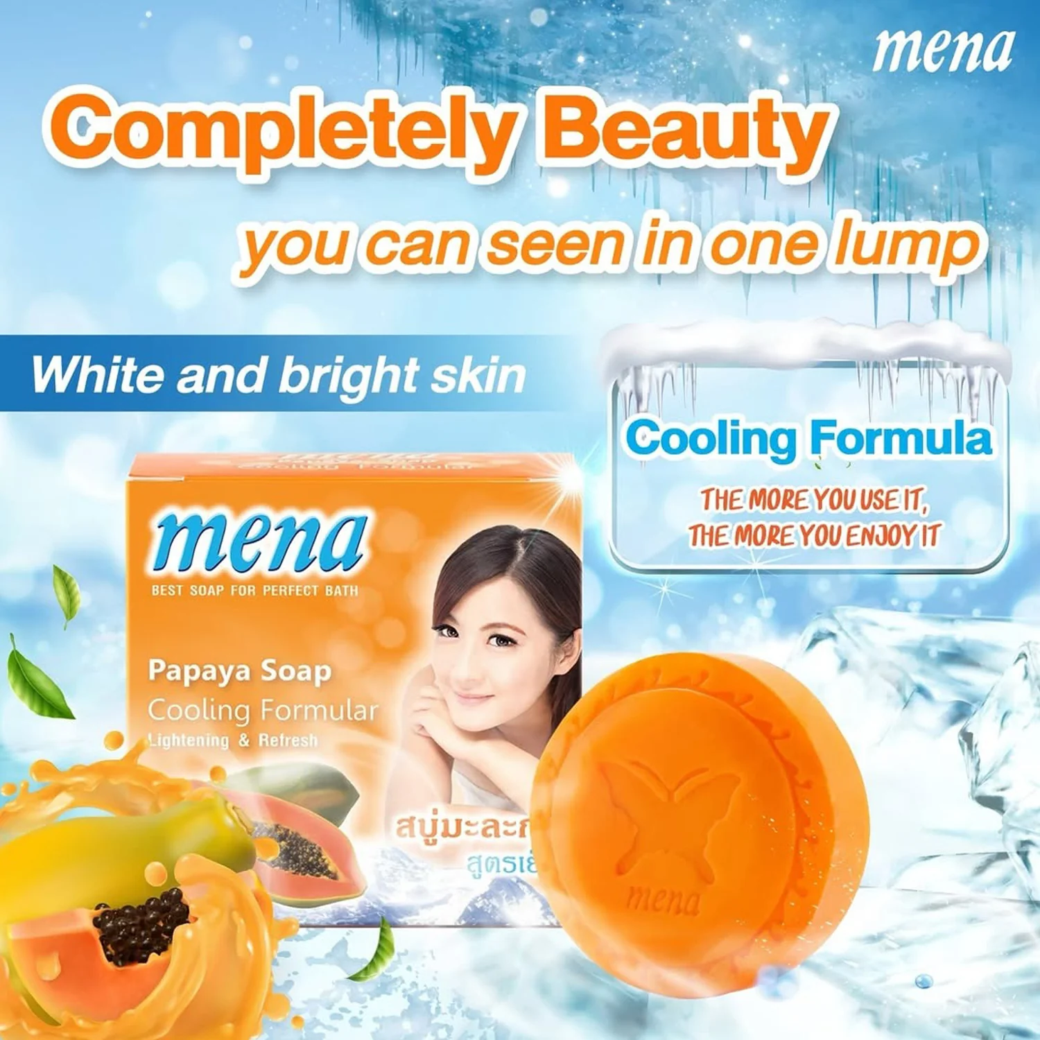 MENA Papaya Soap – Cooling Formular Lightening & Refresh (150g) - Image 5