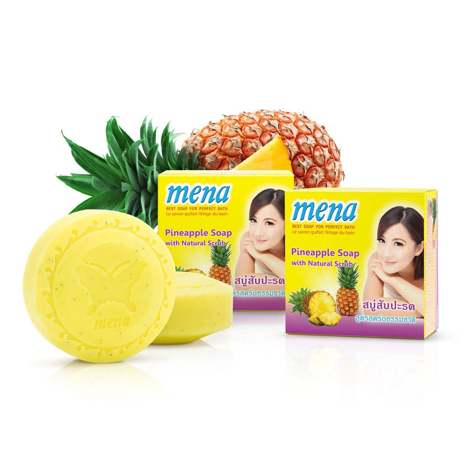 Mena Pineapple Soap with Natural Scrub - 150g - Image 3