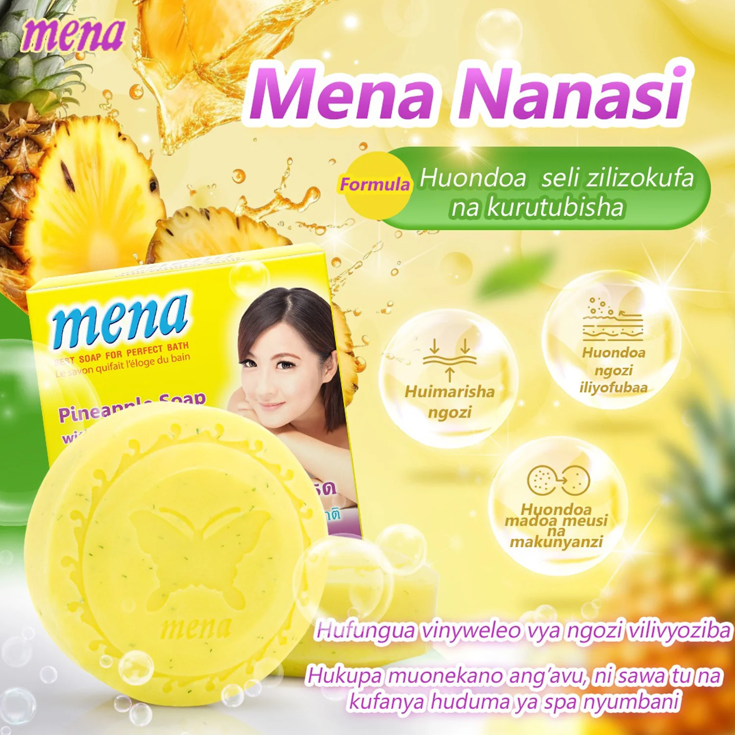 Mena Pineapple Soap with Natural Scrub - 150g - Image 4