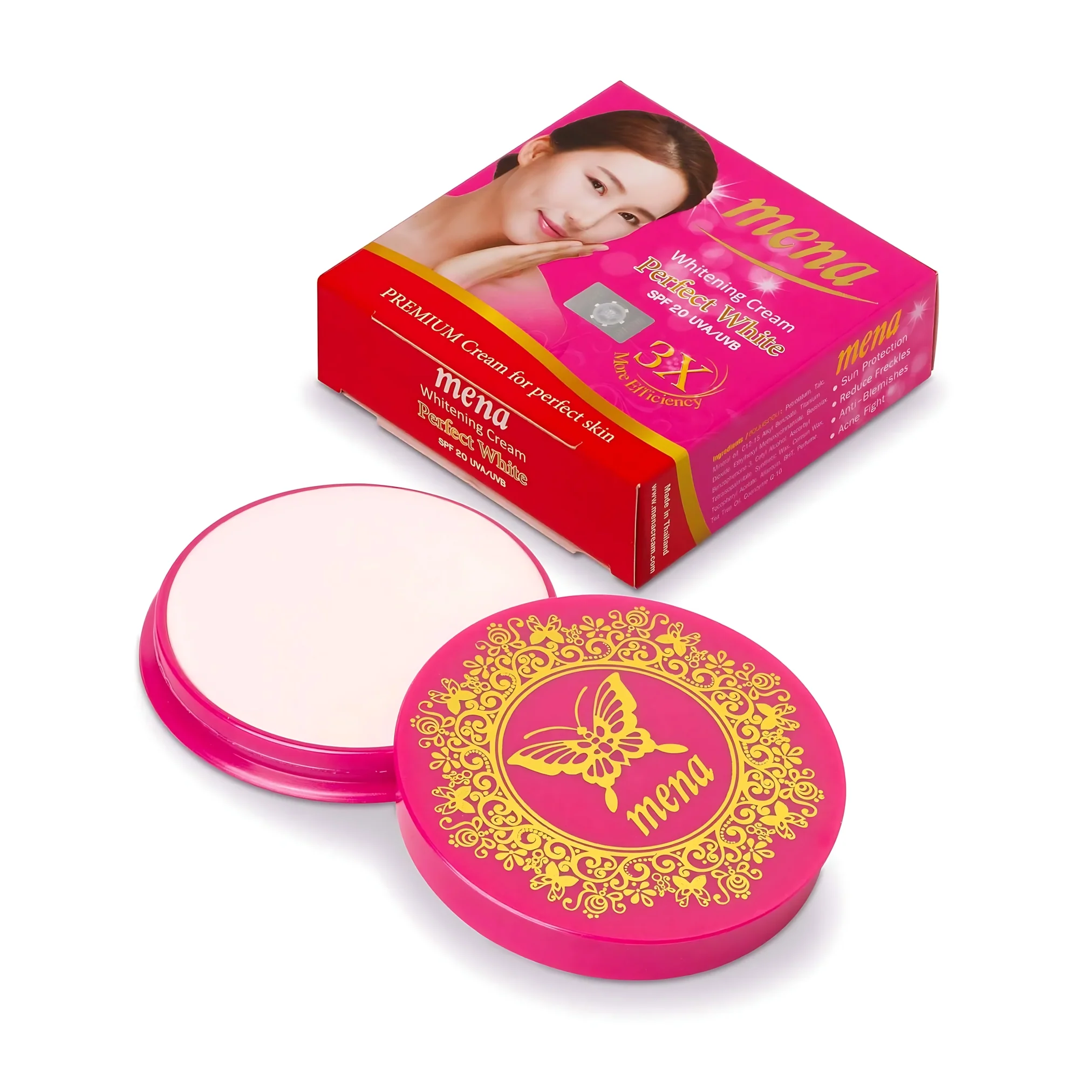 MENA Whitening Cream Perfect White with SPF20 UVA/UVB – 13g - Image 4