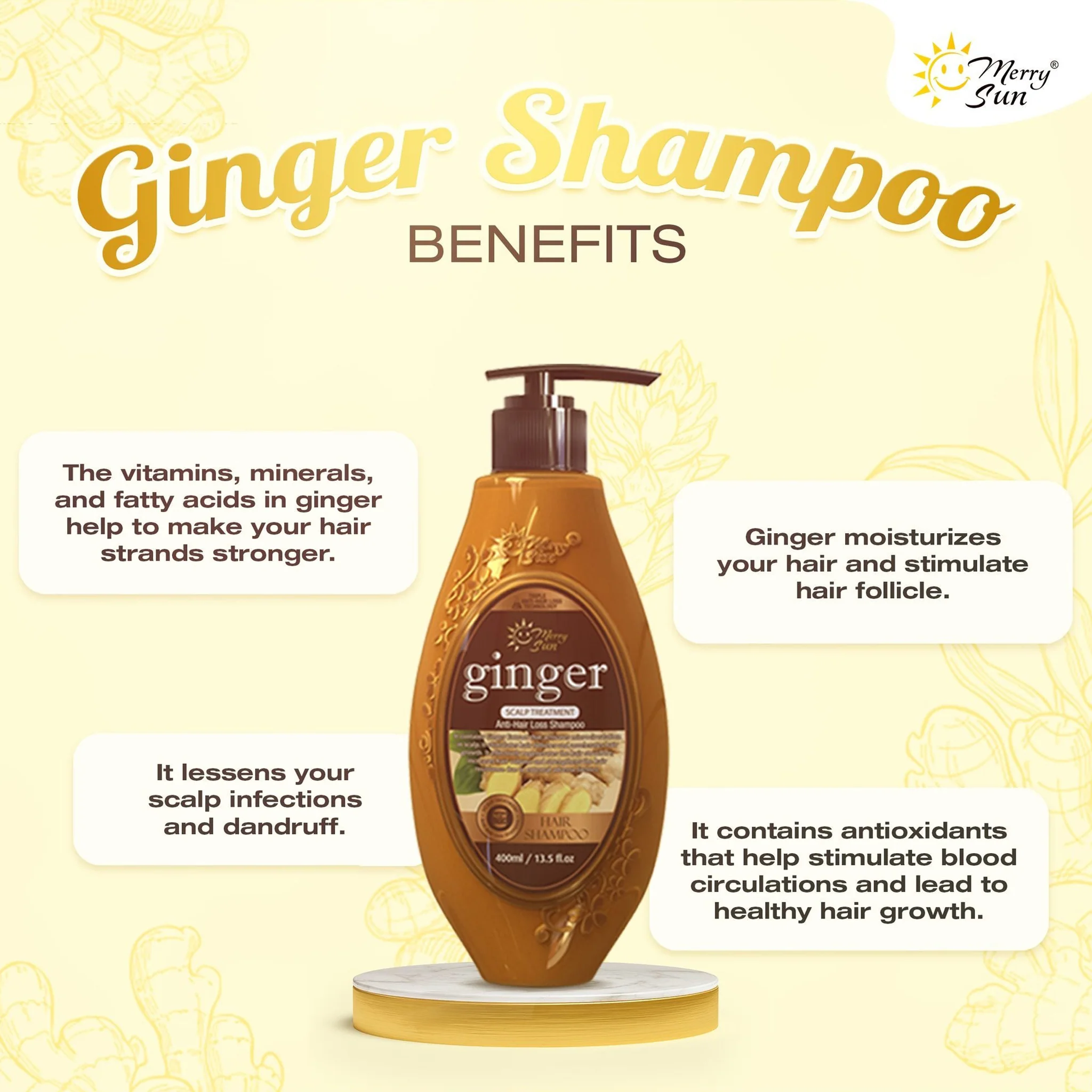 Merry Sun Ginger Anti Hair Loss Shampoo - 400ml - Image 3
