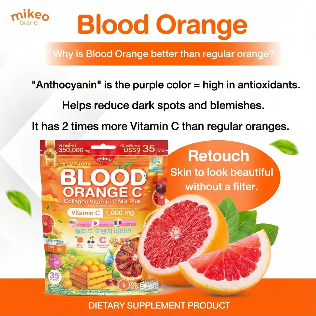 Mikeo Liposomal Blood Orange C Collagen Vitamin C Mix Plus - 30 Sachets x 15g - Image 7