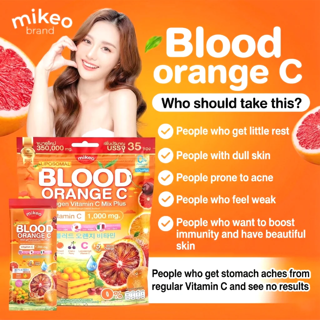 Mikeo Liposomal Blood Orange C Collagen Vitamin C Mix Plus - 30 Sachets x 15g - Image 2