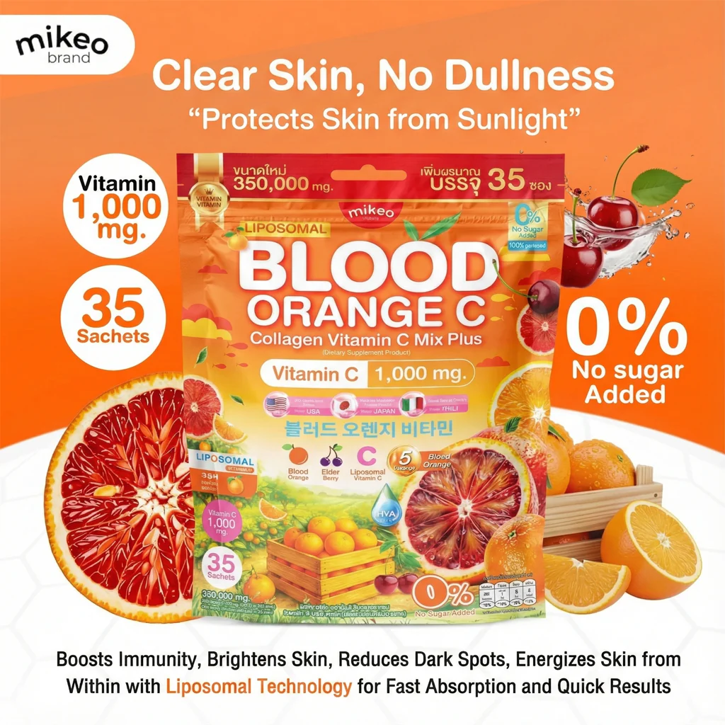 Mikeo Liposomal Blood Orange C Collagen Vitamin C Mix Plus - 30 Sachets x 15g - Image 4