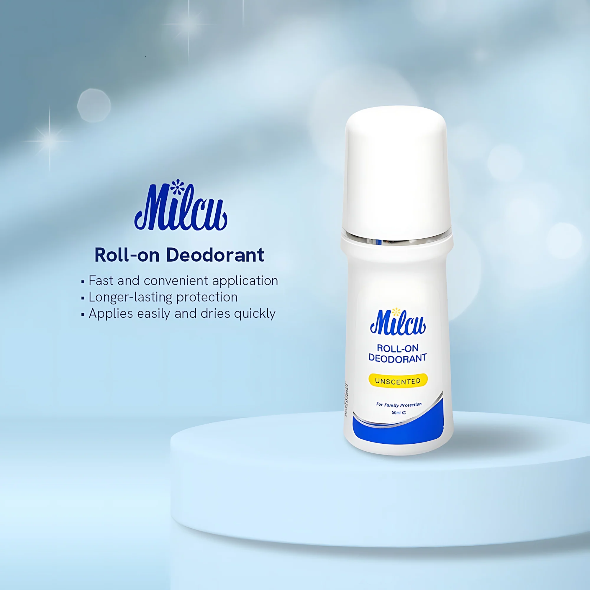 Milcu Unscented Roll-On Deodorant – 50mL - Image 5