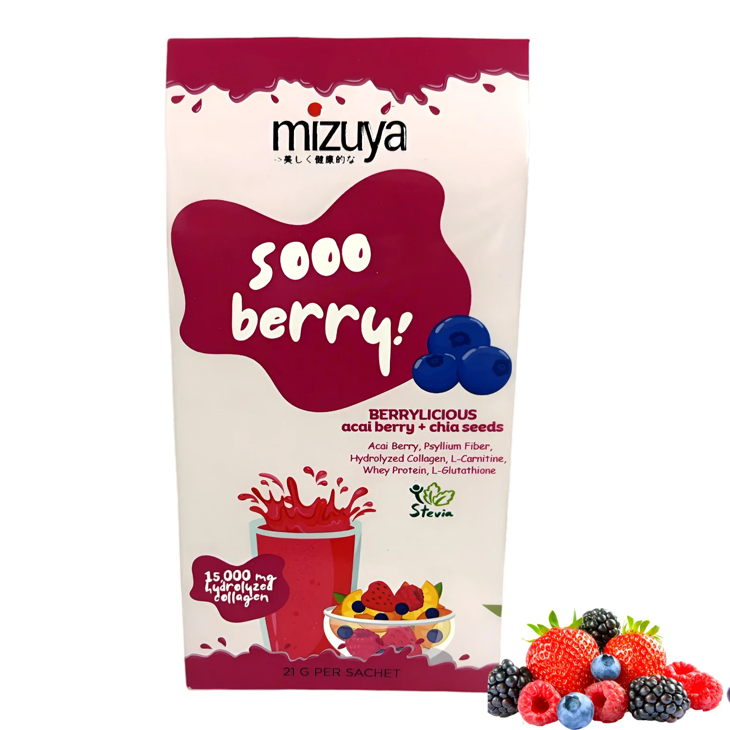 Mizuya Sooo Berry! Berrylicious Acai Berry + Chia Seeds Mixed Berries - 21g × 10 Sachets
