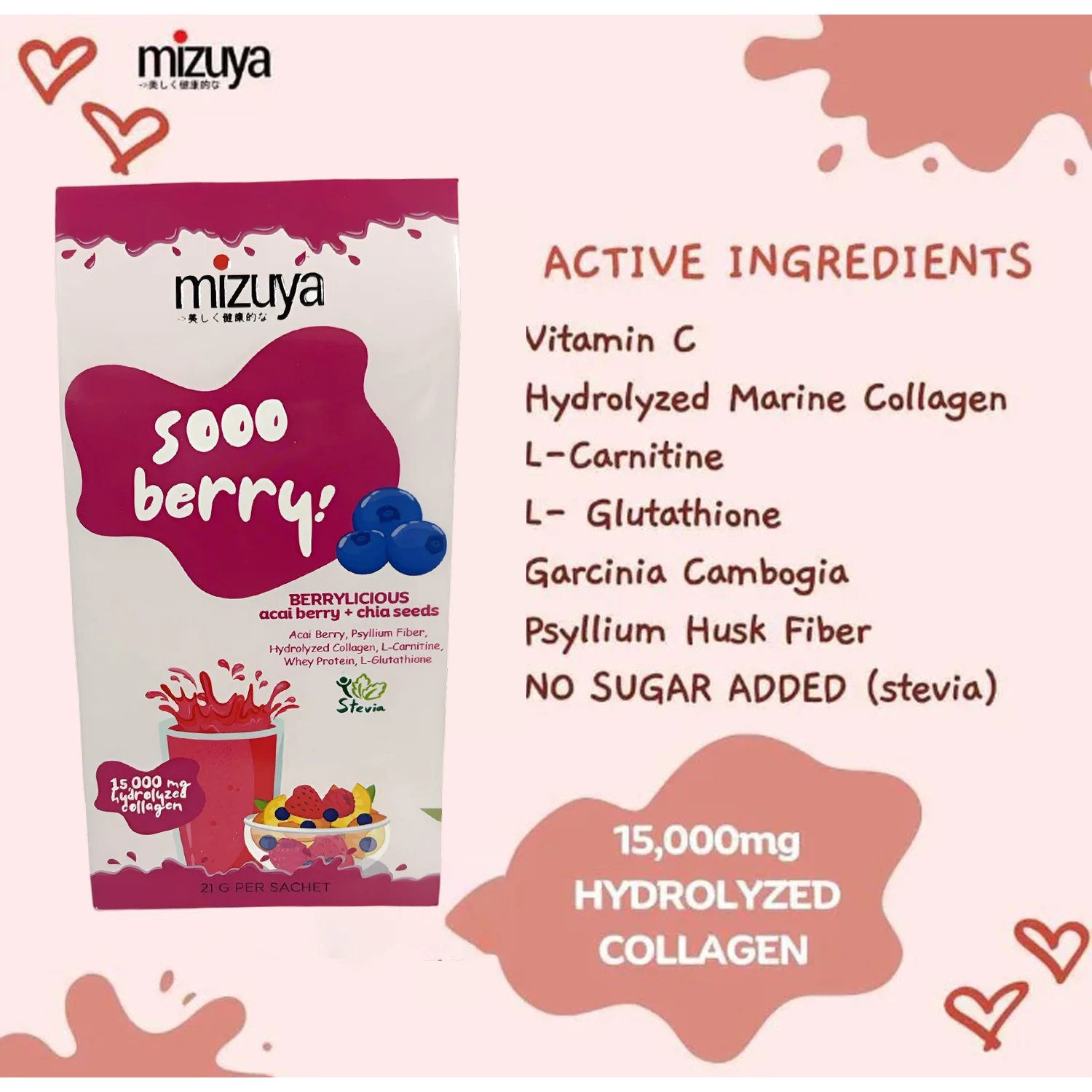 Mizuya Sooo Berry! Berrylicious Acai Berry + Chia Seeds Mixed Berries - 21g × 10 Sachets - Image 8
