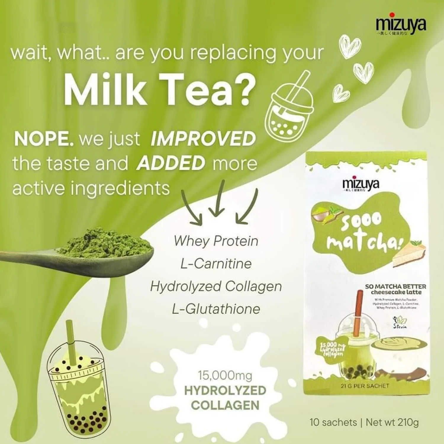 Mizuya Sooo Matcha Better Cheesecake Latte - 21g × 10 Sachets - Image 3