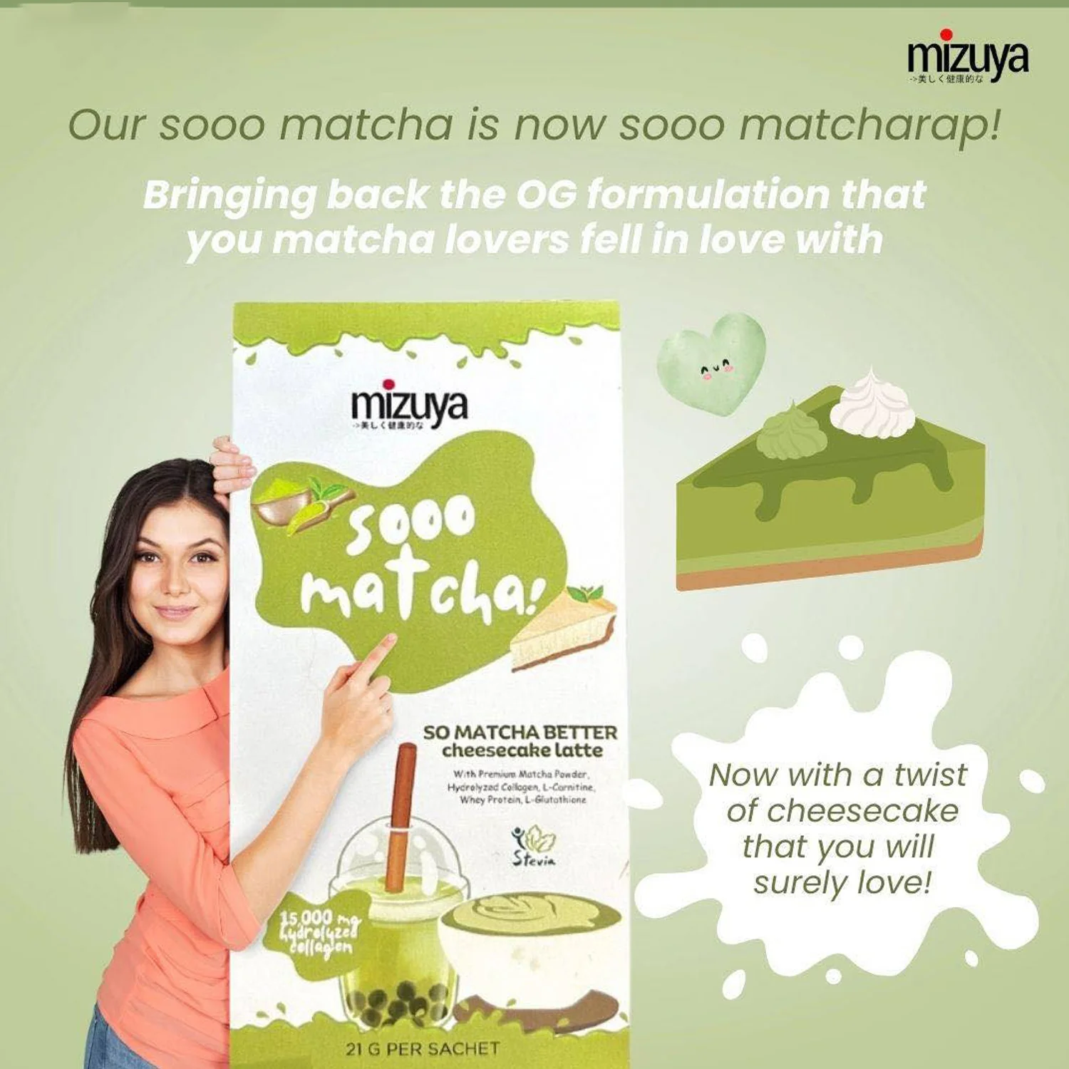 Mizuya Sooo Matcha Better Cheesecake Latte - 21g × 10 Sachets - Image 4