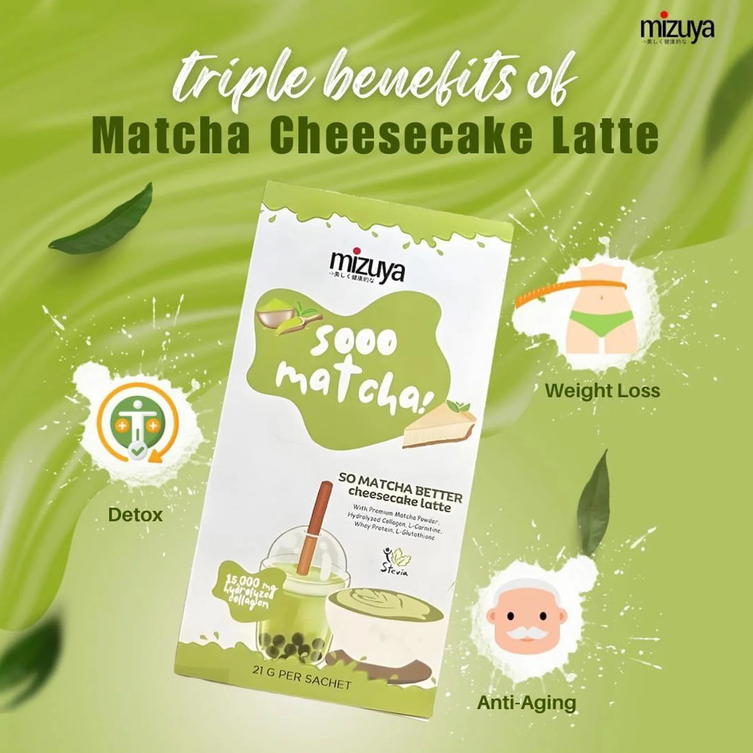 Mizuya Sooo Matcha Better Cheesecake Latte - 21g × 10 Sachets - Image 6