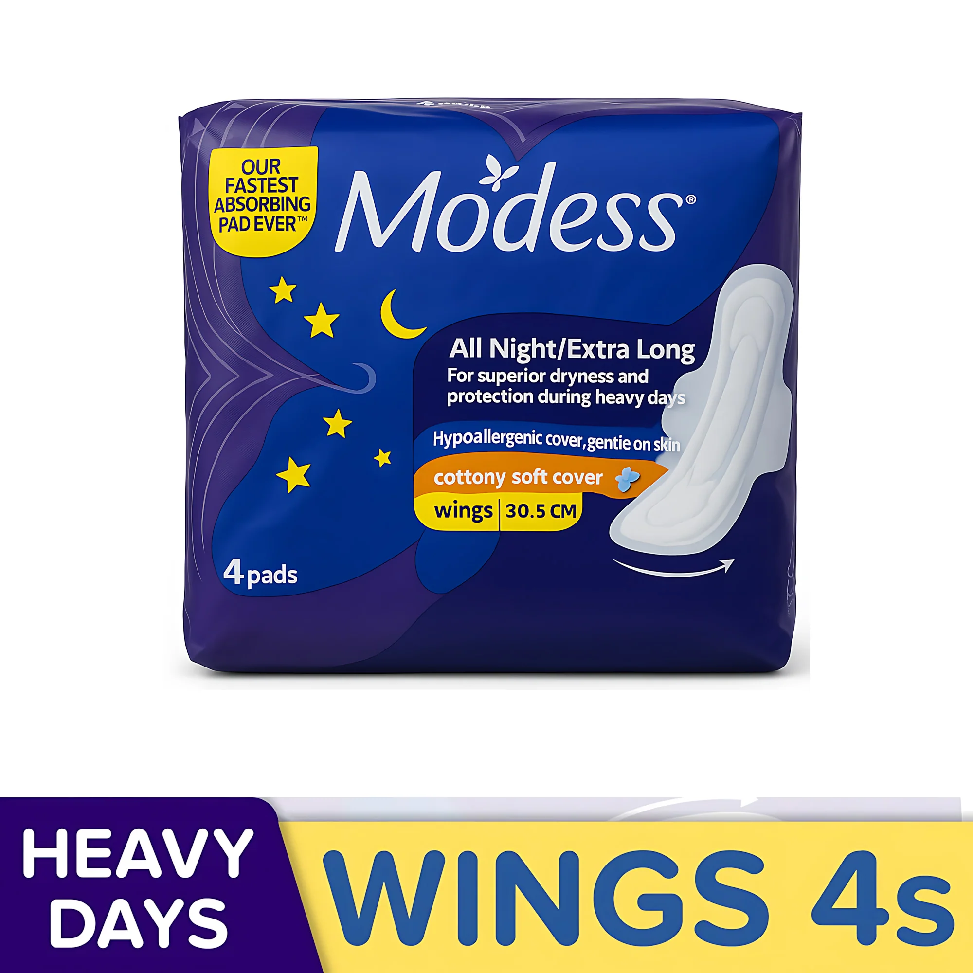 Modess All Night/Extra Long Sanitary Napkins with Wings – 4 Pads - Image 4