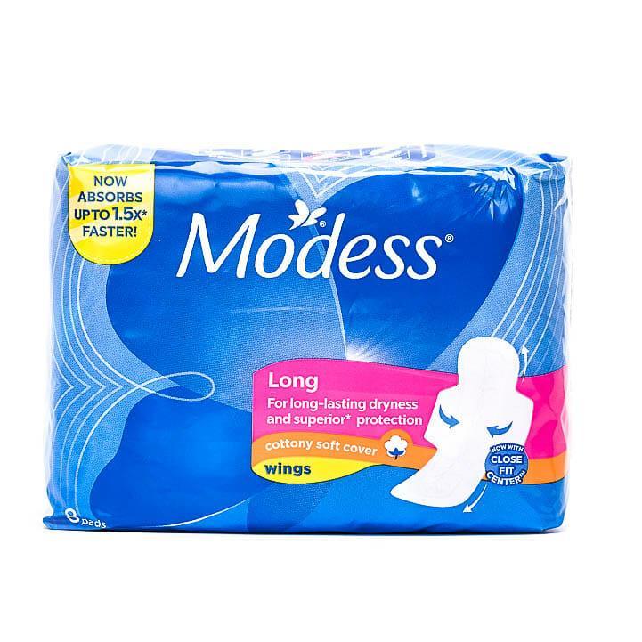 Modess Cottony Soft Cover Long with Wings 8 Pads