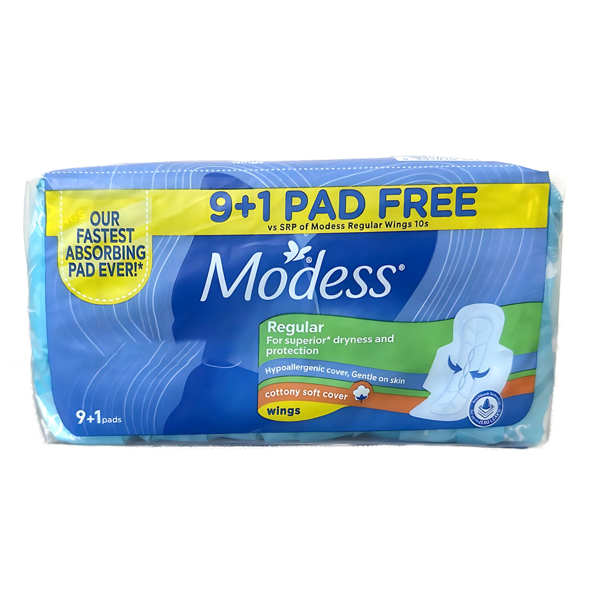 Modess Regular Sanitary Pads with Wings - 10 Pads (9+1 Free) - Image 2