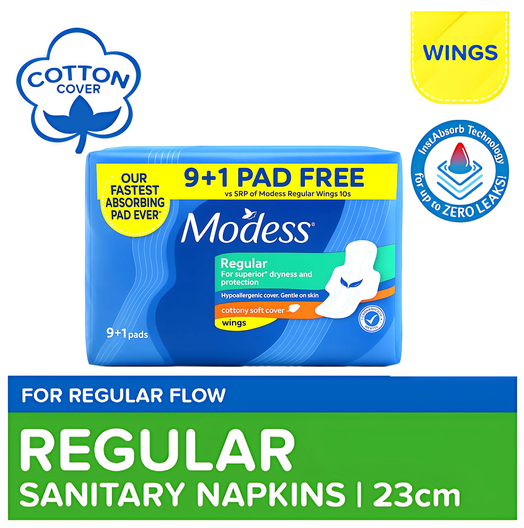 Modess Regular Sanitary Pads with Wings - 10 Pads (9+1 Free) - Image 5