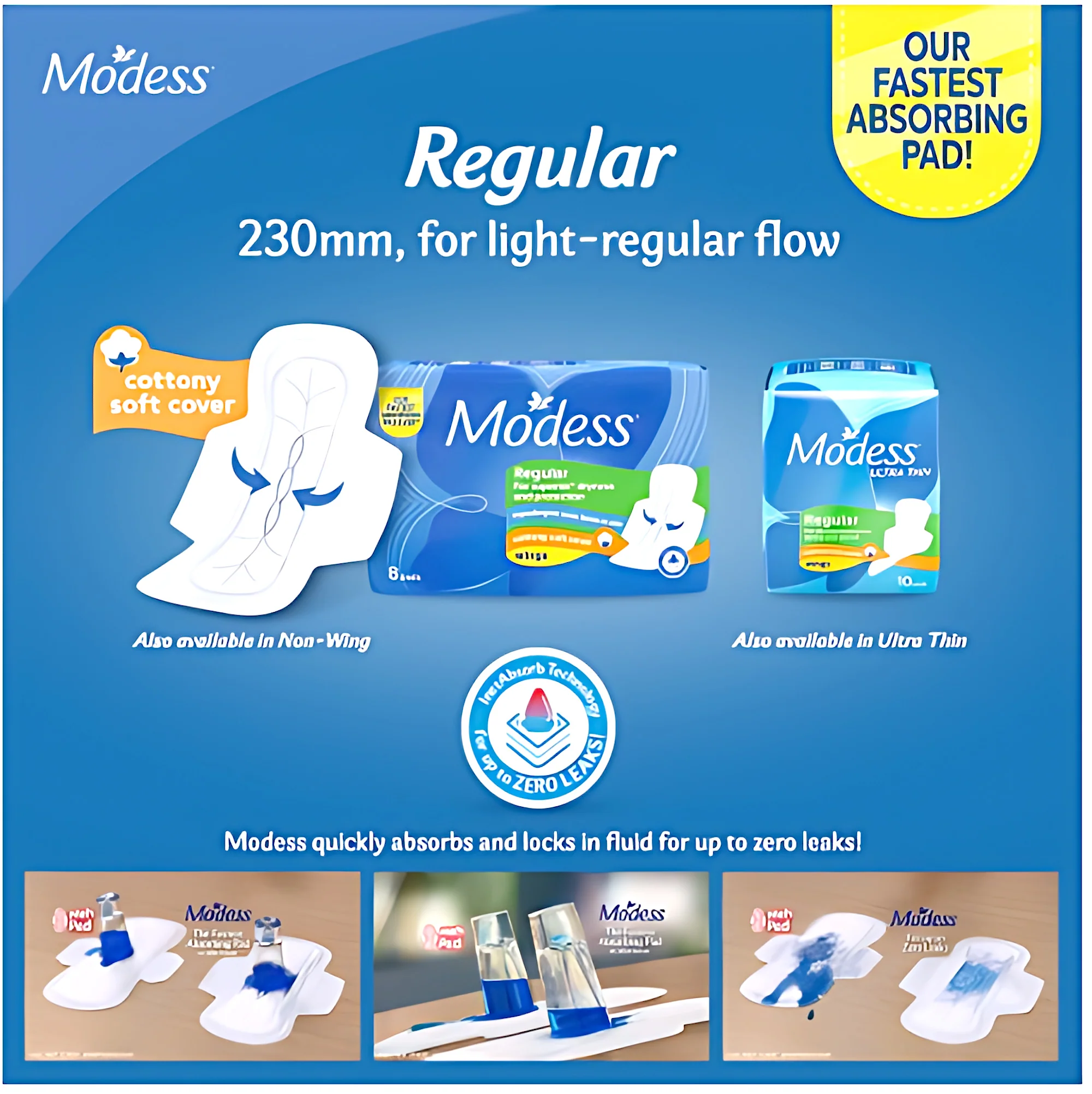 Modess Regular Sanitary Pads with Wings - 10 Pads (9+1 Free) - Image 6