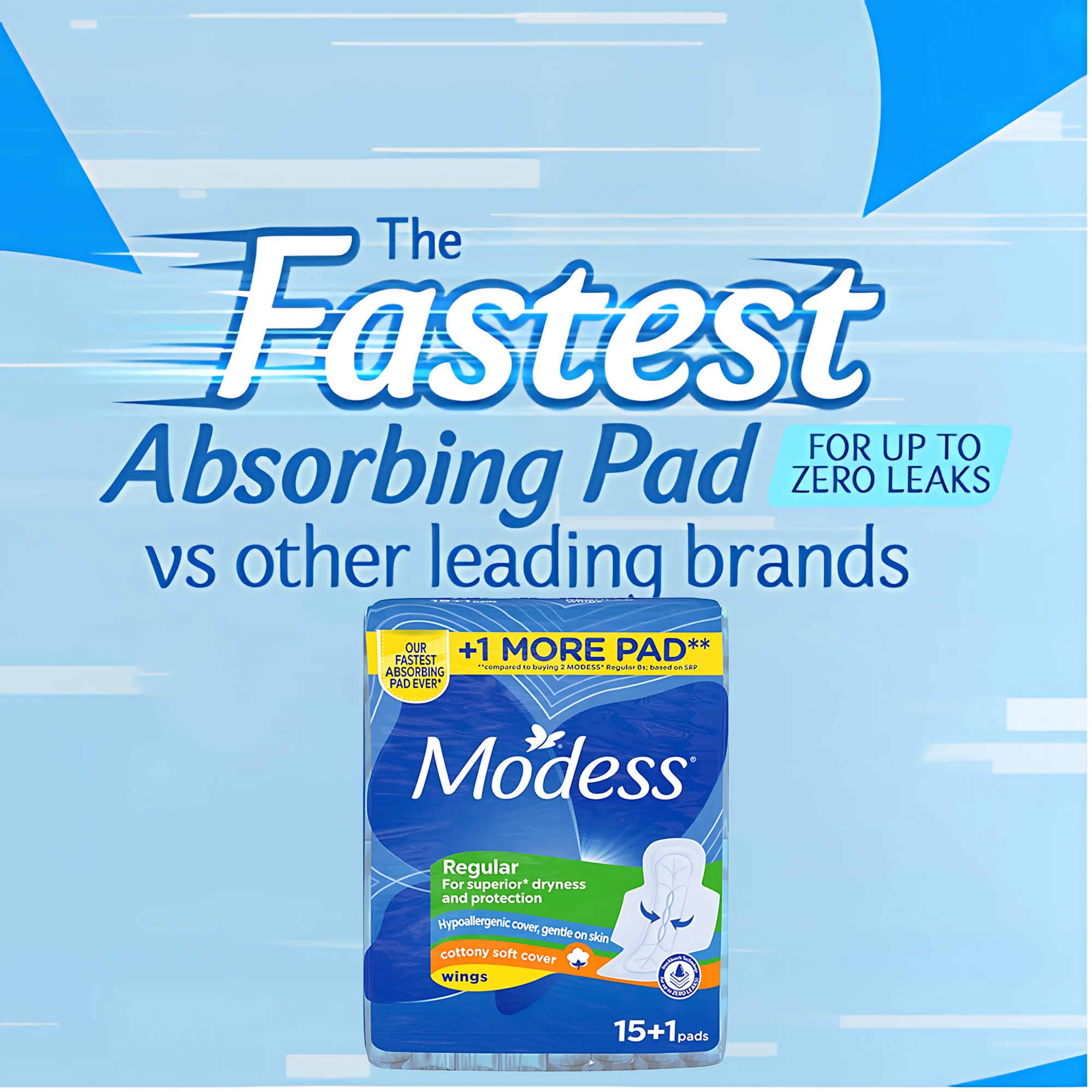 Modess Regular Sanitary Pads with Wings – 16 Pads (15+1 Bonus) - Image 5