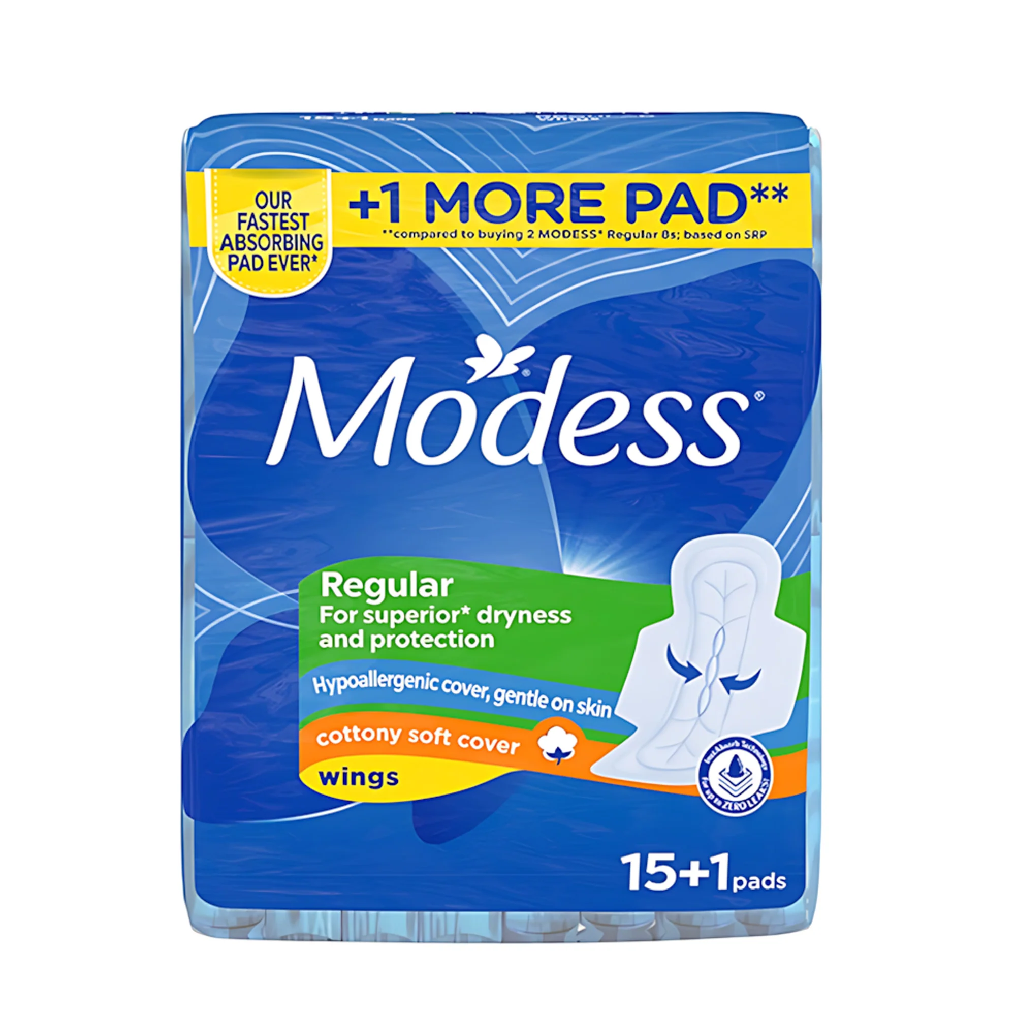 Modess Regular Sanitary Pads with Wings – 16 Pads (15+1 Bonus) - Image 7