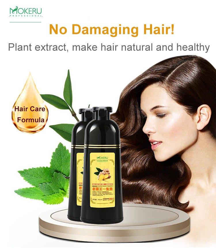 Mokeru Shampoo with Ginger Essence Black Hair Dye Shampoo - 500ml - Image 5