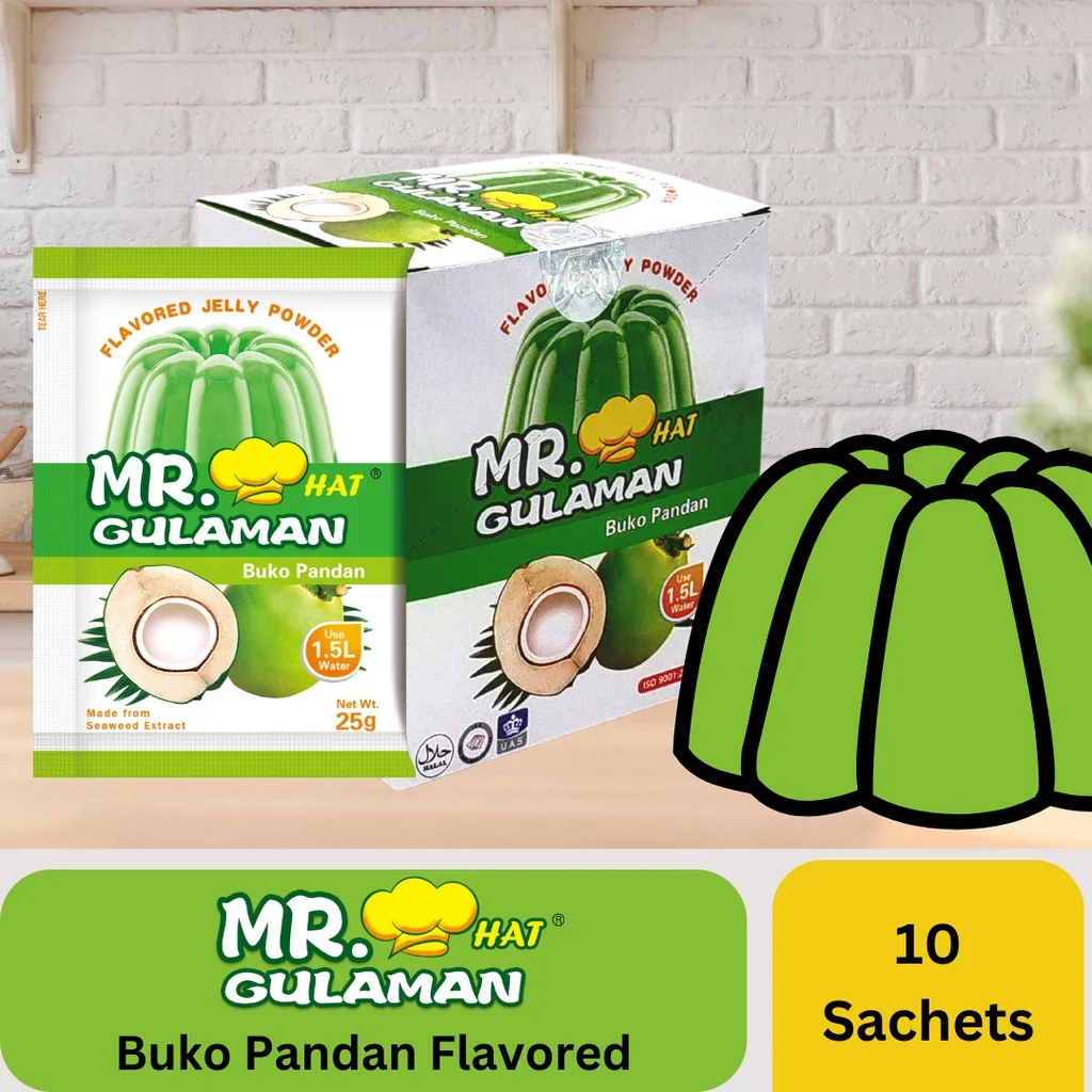 Mr. Hat Gulaman Buko Pandan Jelly Powder - 25g x 10 Sachets - Image 2