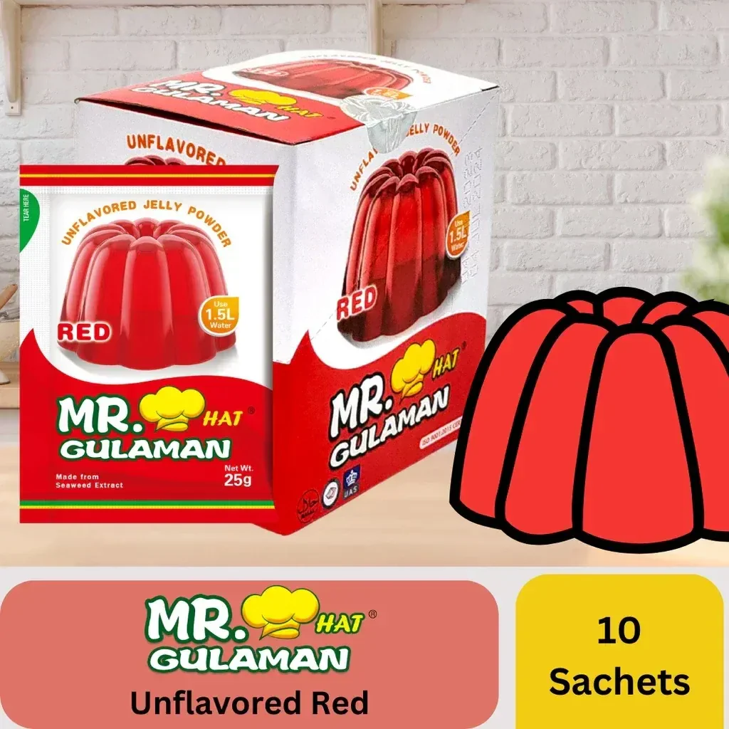 Mr. Hat Gulaman Unflavored Red Jelly Powder - 25g x 10 Sachets - Image 2