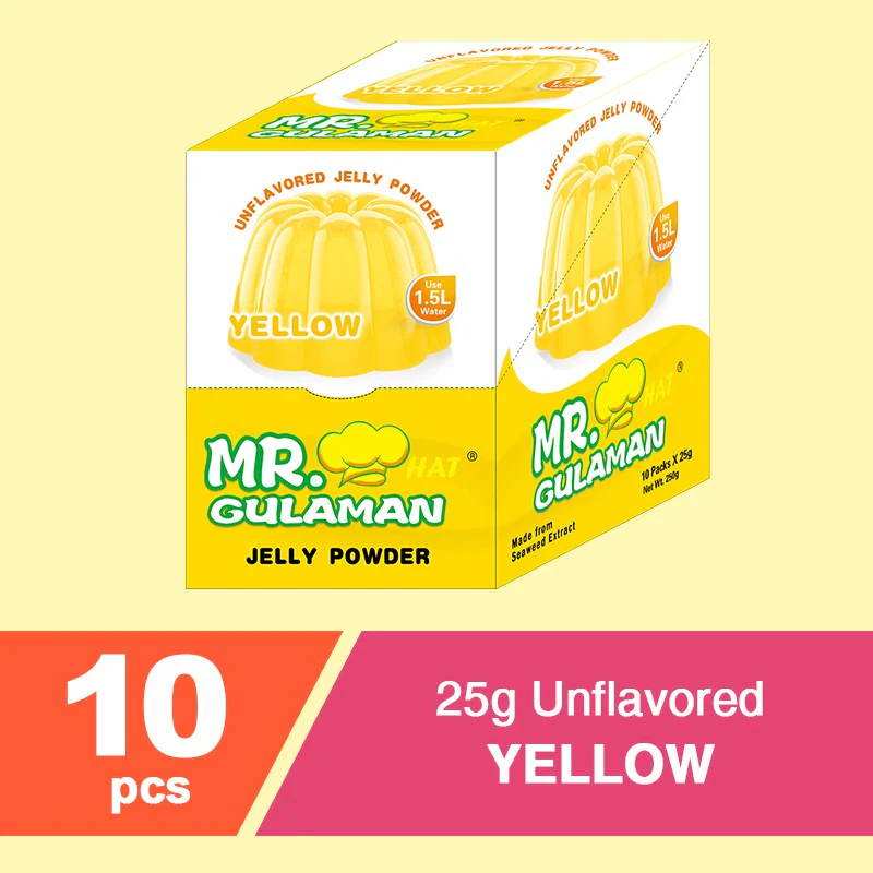 Mr. Hat Gulaman Unflavored Yellow Jelly Powder - 25g x 10 Sachets