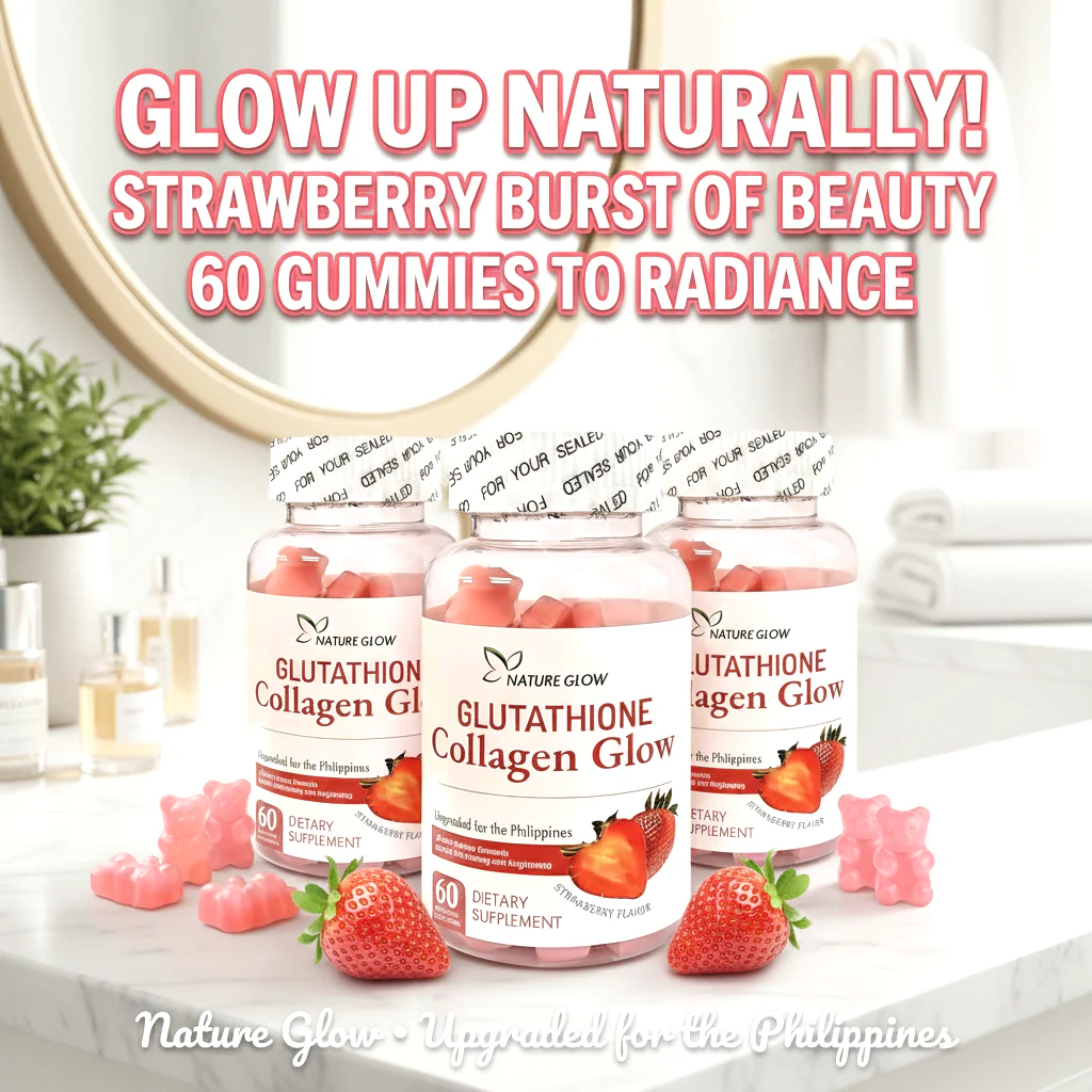 Nature Glow Glutathione Collagen Glow Strawberry Gummies – 3pcs Combo Pack (60 Gummies each) - Image 2