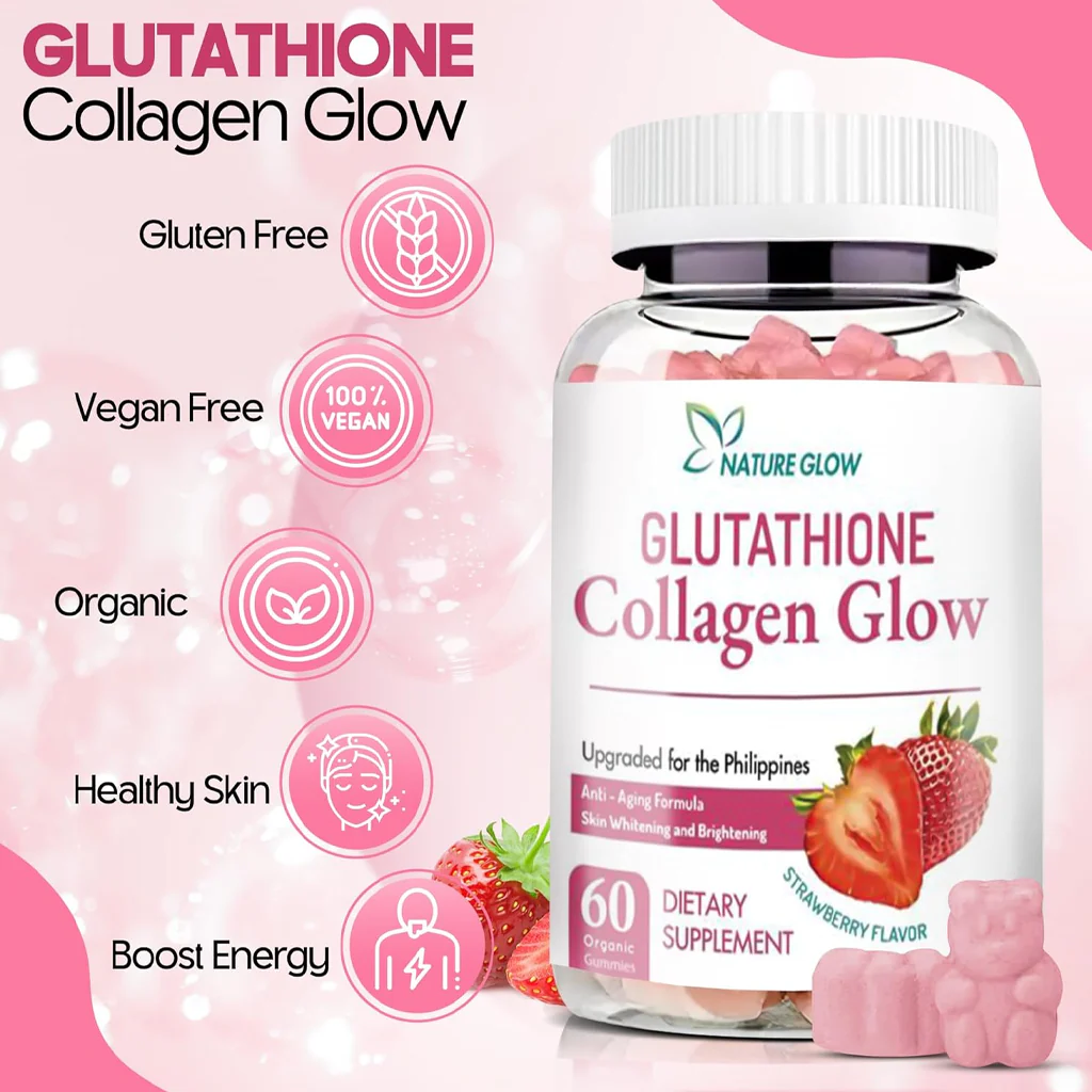 Nature Glow Glutathione Collagen Glow Strawberry Gummies – 3pcs Combo Pack (60 Gummies each) - Image 7