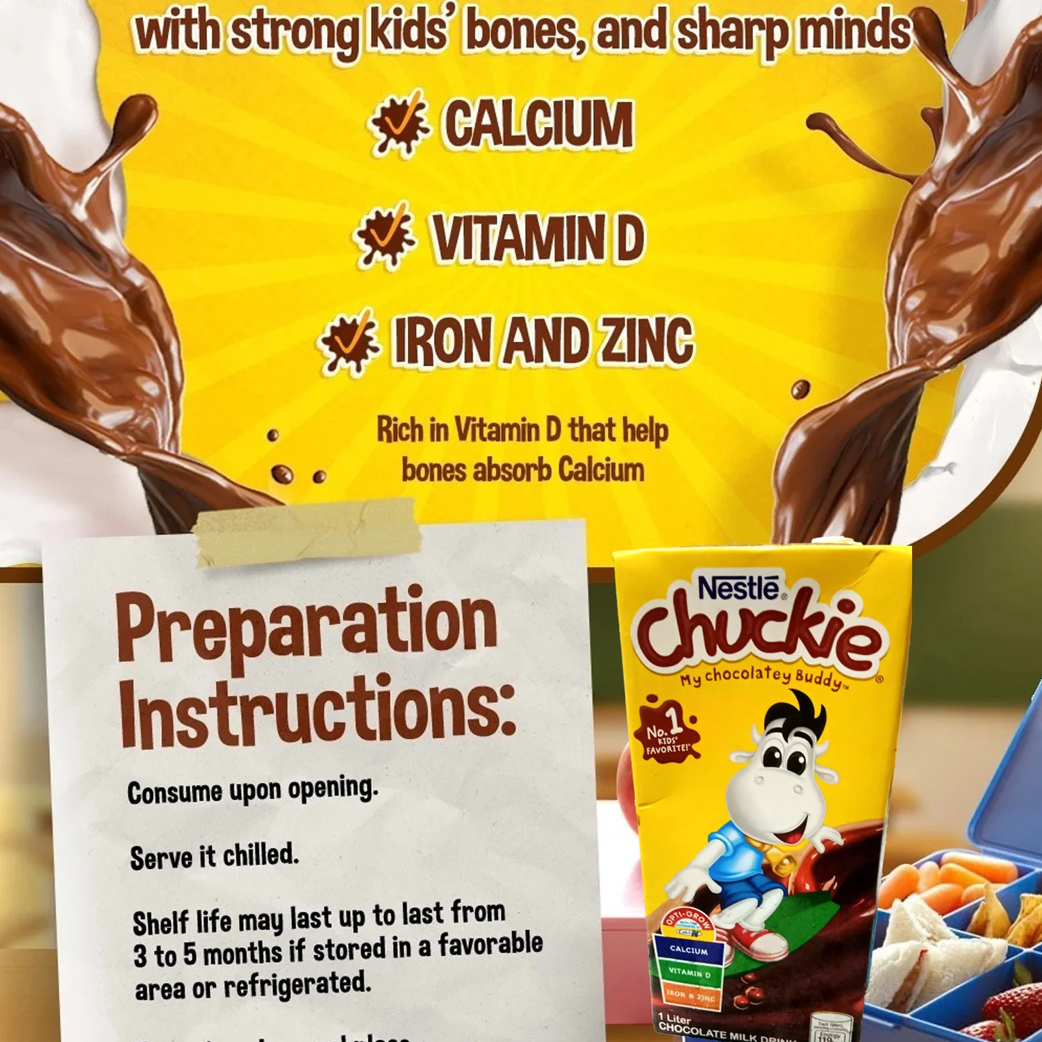 Nestlé Chuckie Chocolate Milk Drink – 1 Liter Tetra Pack - Image 4