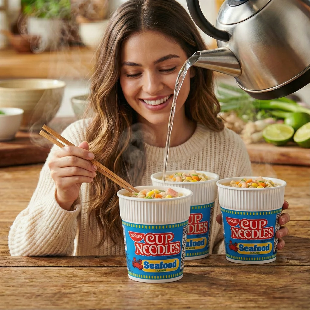 Nissin Cup Noodles Seafood Flavor - 60g ( 3PCS COMBO PACK) - Image 2