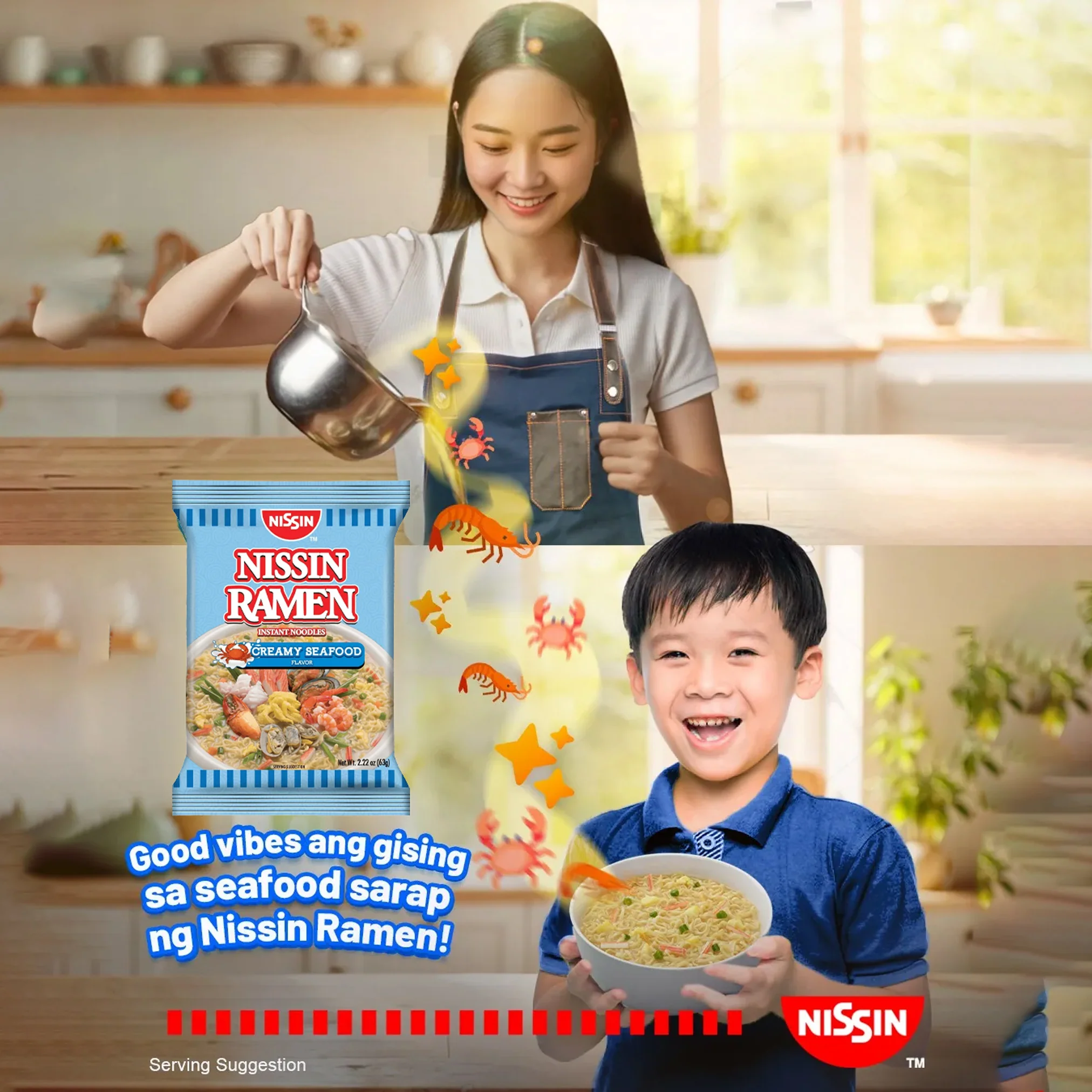 Nissin Ramen Instant Noodles Creamy Seafood - 63g - Image 3