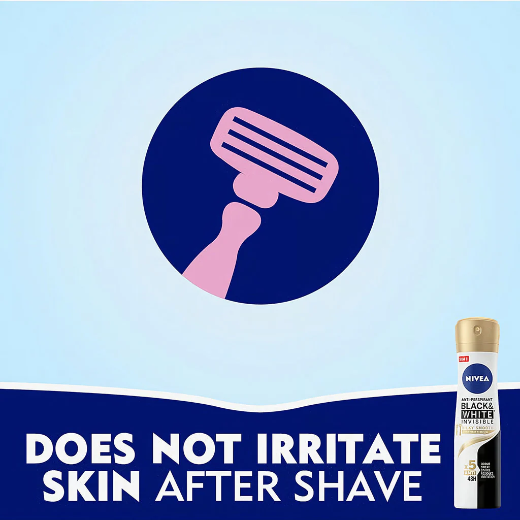 NIVEA Black & White Invisible Silky Smooth Anti-Perspirant Spray – 150ml - Image 7