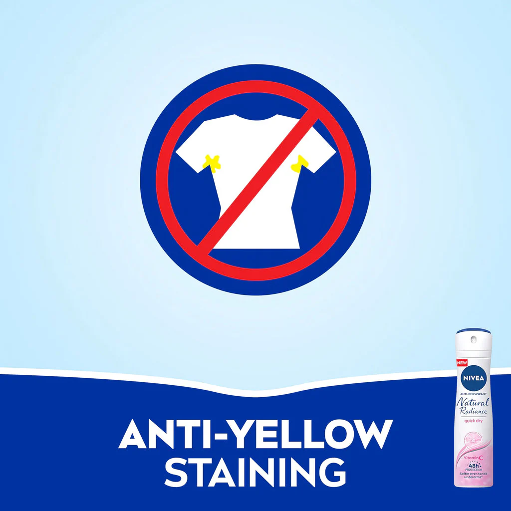 NIVEA Natural Radiance Antiperspirant Spray – 150ml - Image 6