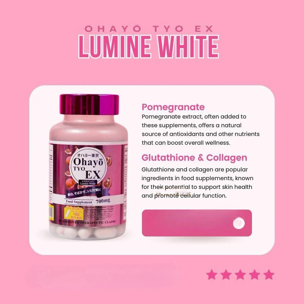 Ohayo Tyo EX Lumine White Glutathione 700mg – 60 Cap - Image 9