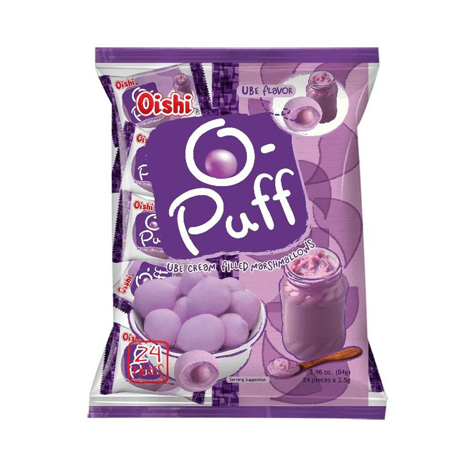 Oishi O-Puff Ube Cream Filled Marshmallow (24 x 3.5g – 84g) - Image 4