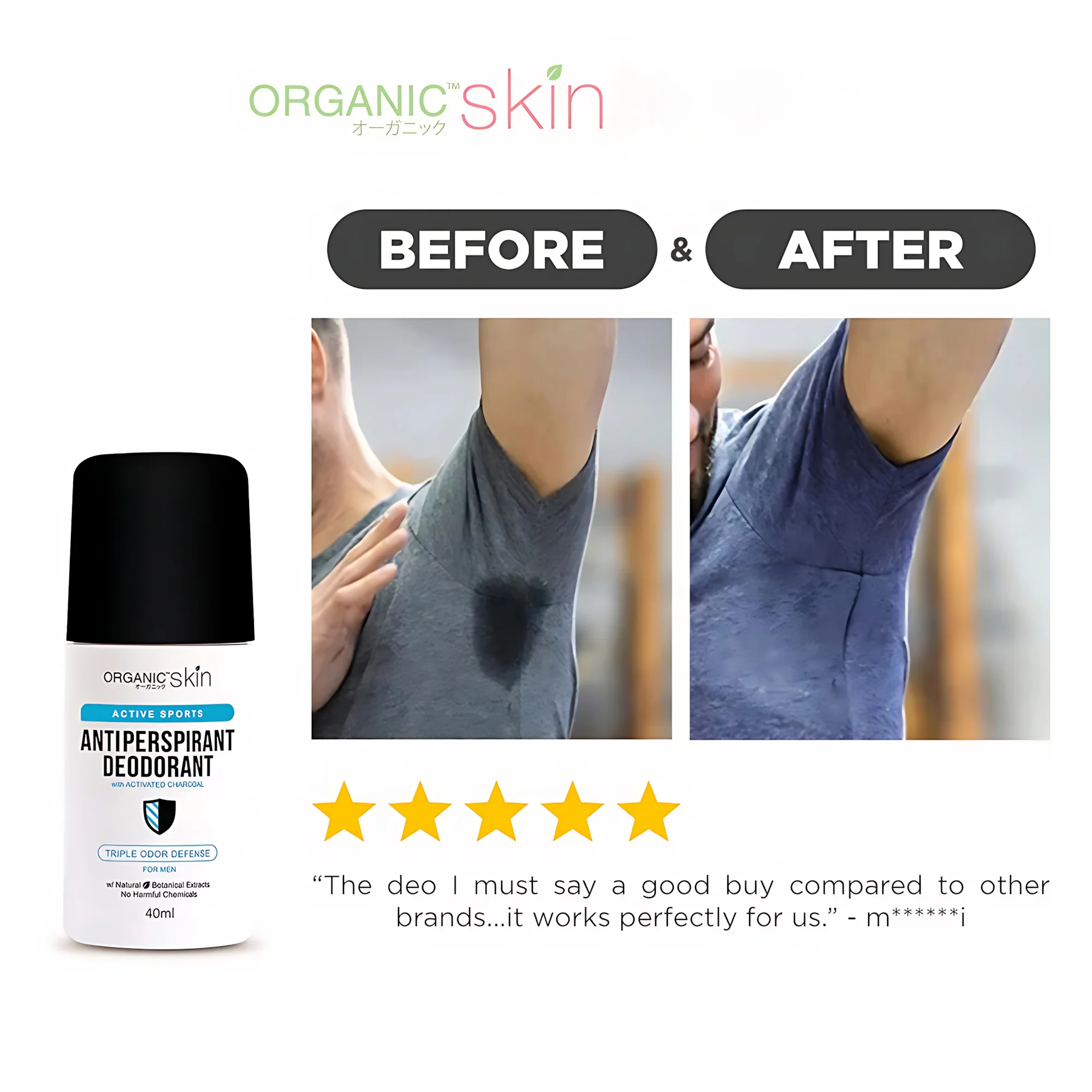 Organic Skin Active Sports Antiperspirant Deodorant for Men – 40ml - Image 5