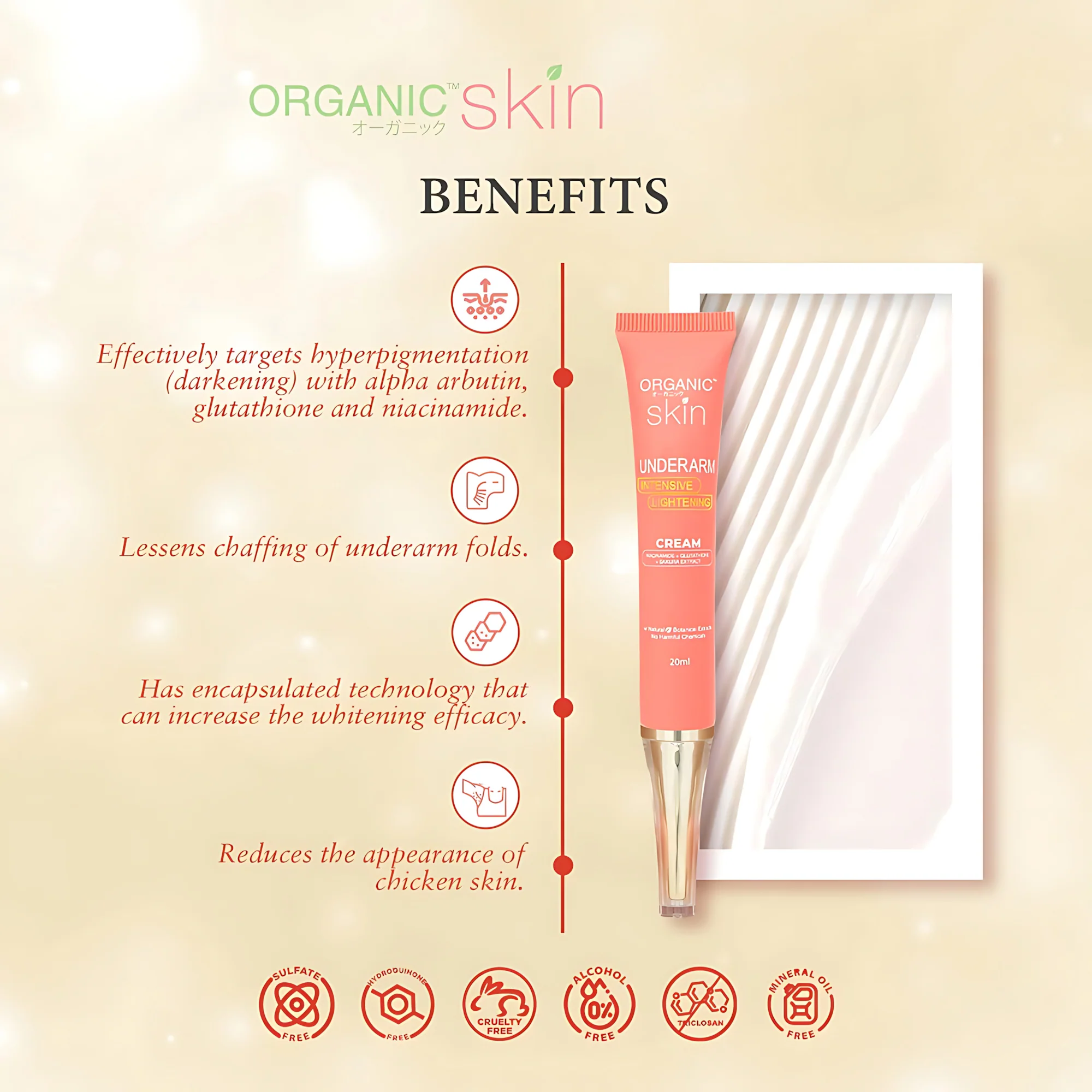 Organic Skin Underarm Intensive Lightening Cream – 20ml - Image 4